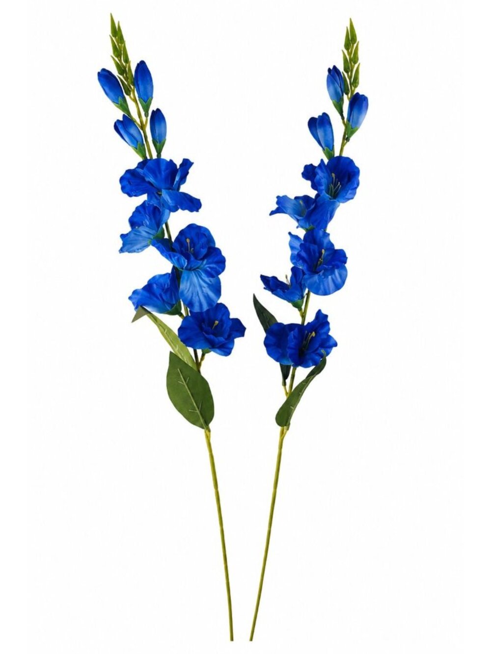 Cobalt Blue Artificial Silk Gladiolus Stems Set of 2, 31 Inch Wired Flowers for